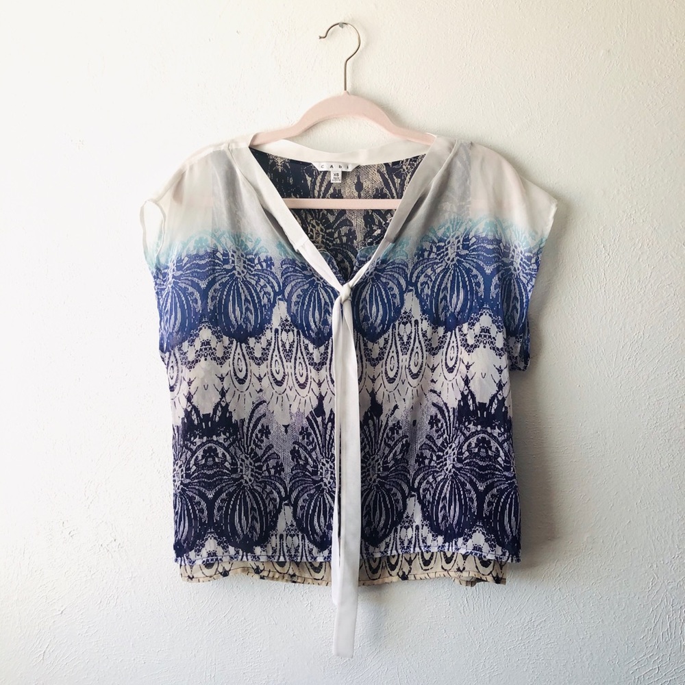 🎉 Final Price CAbi sheer cream purple blouse B5